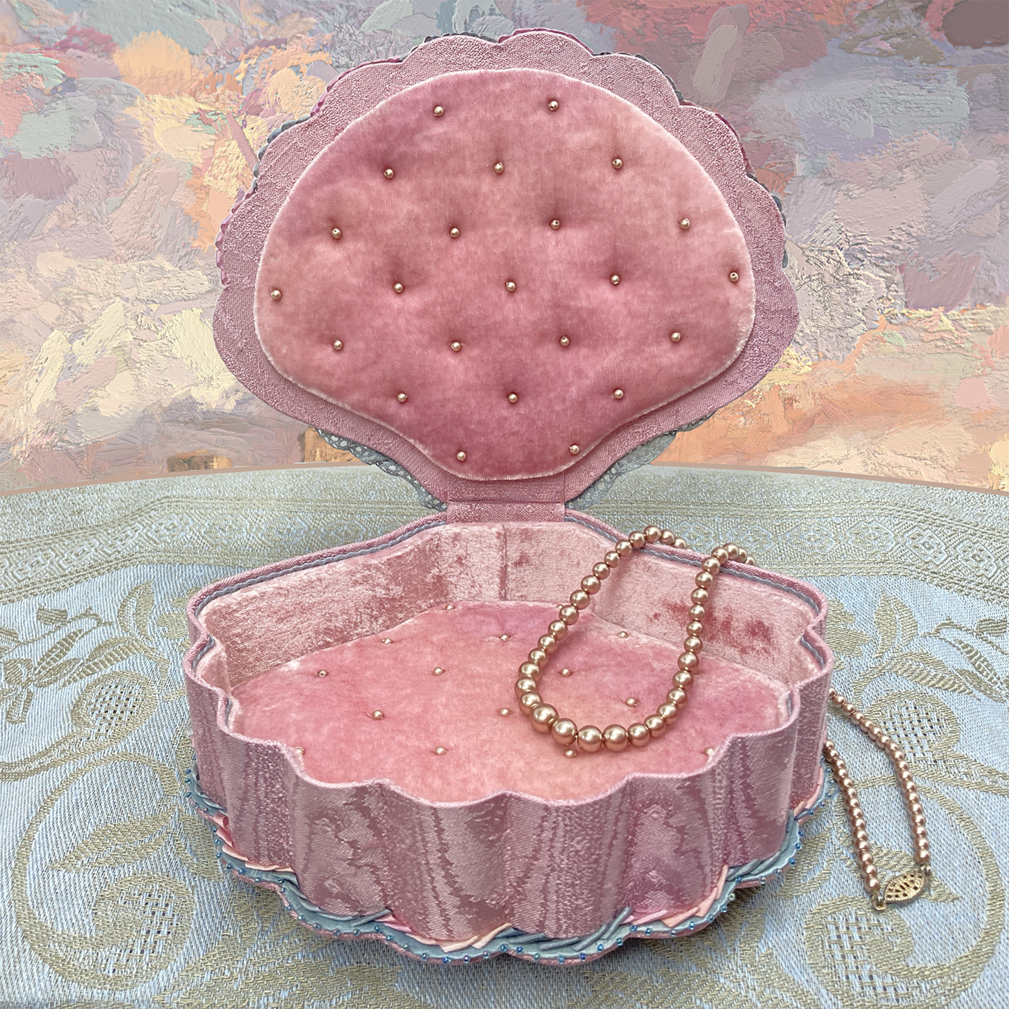Cedar Rose and Storm Scalloped Seashell Box