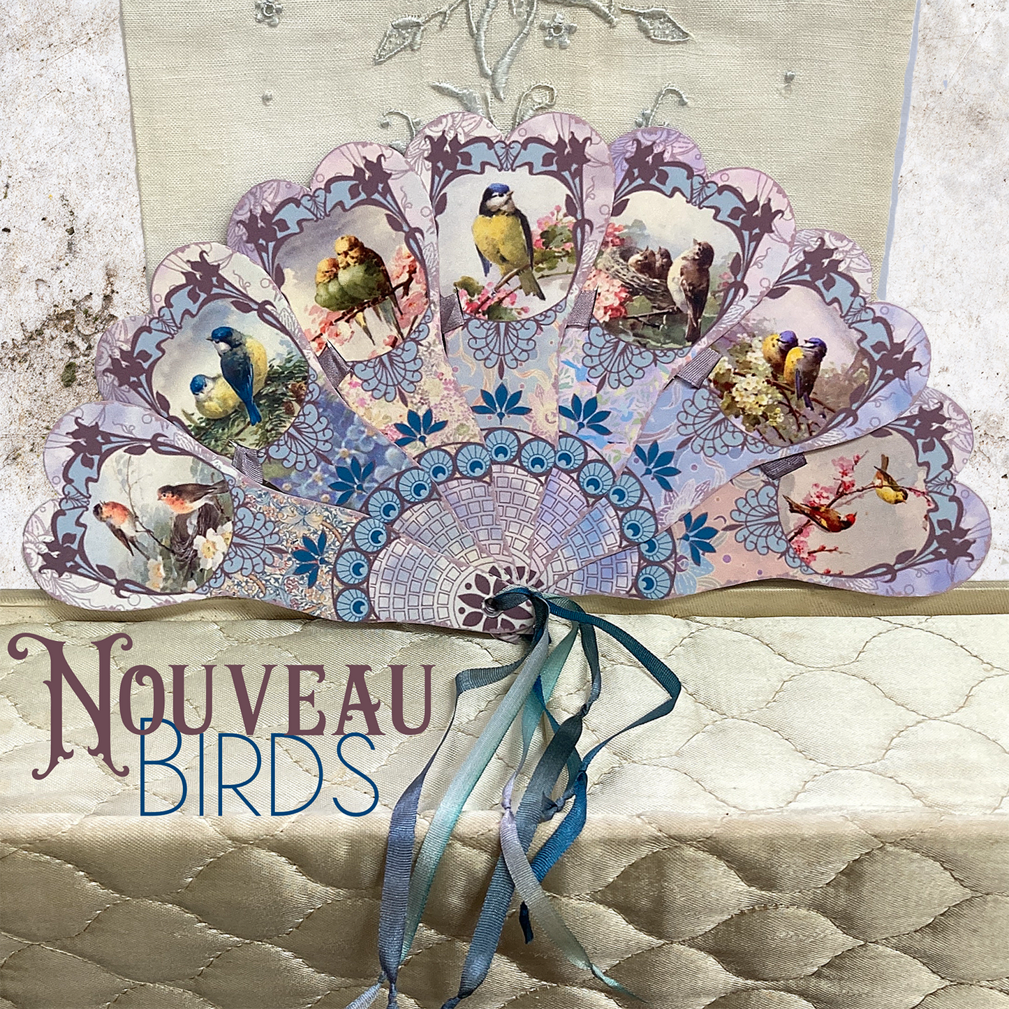 Nouveau Birds Handcrafted Fan