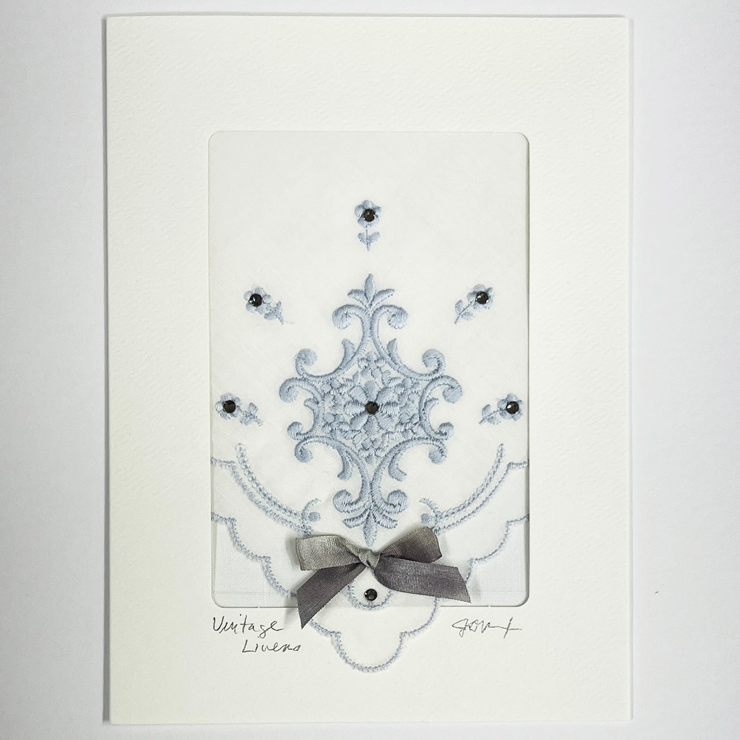 Opal Gray Bow with Rhinestones