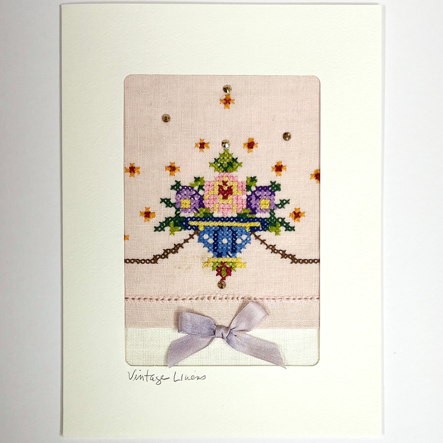 Cross Stitch Bouquet with Rhinestones