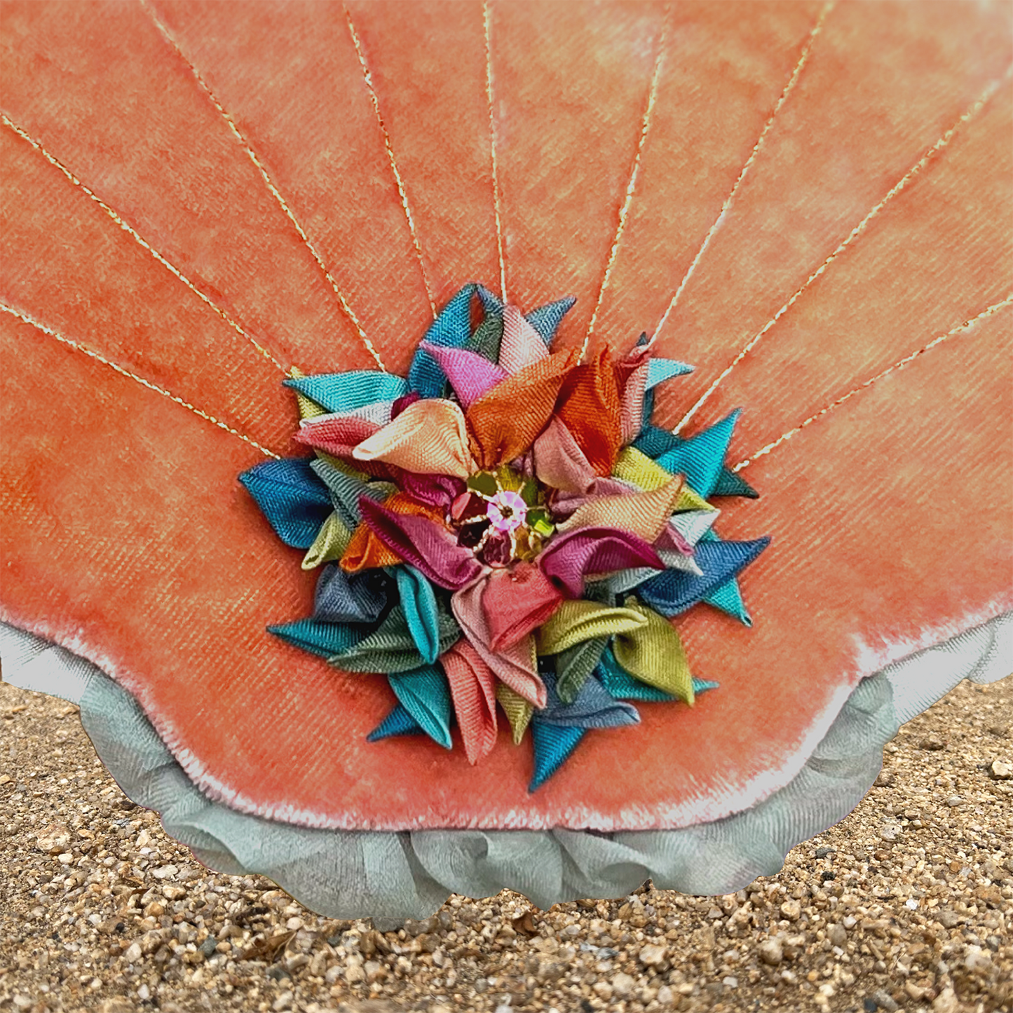 Straited Rainbow Scalloped Seashell Box