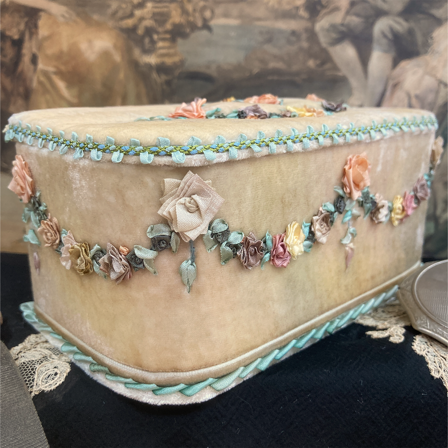 Old Picket Fence Treasure Chest with Rococo Embroidery