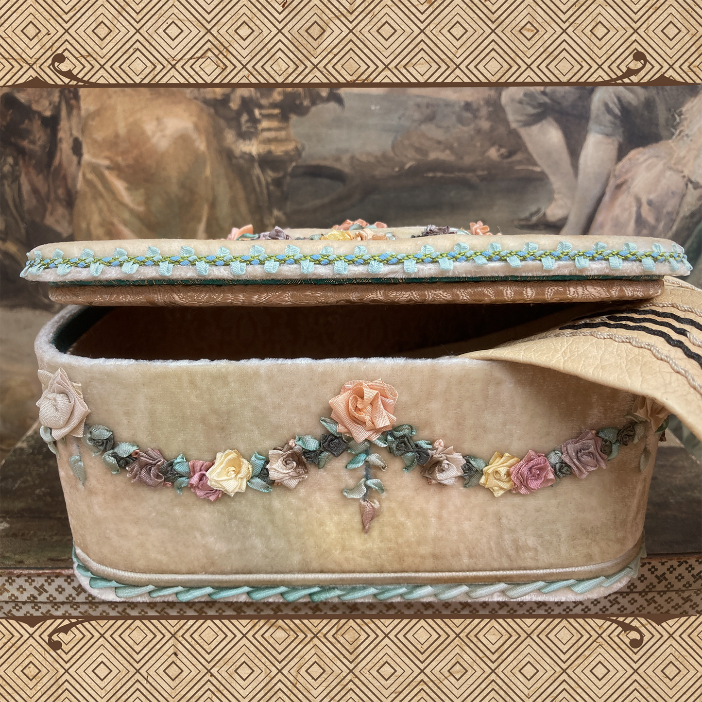 Old Picket Fence Treasure Chest with Rococo Embroidery
