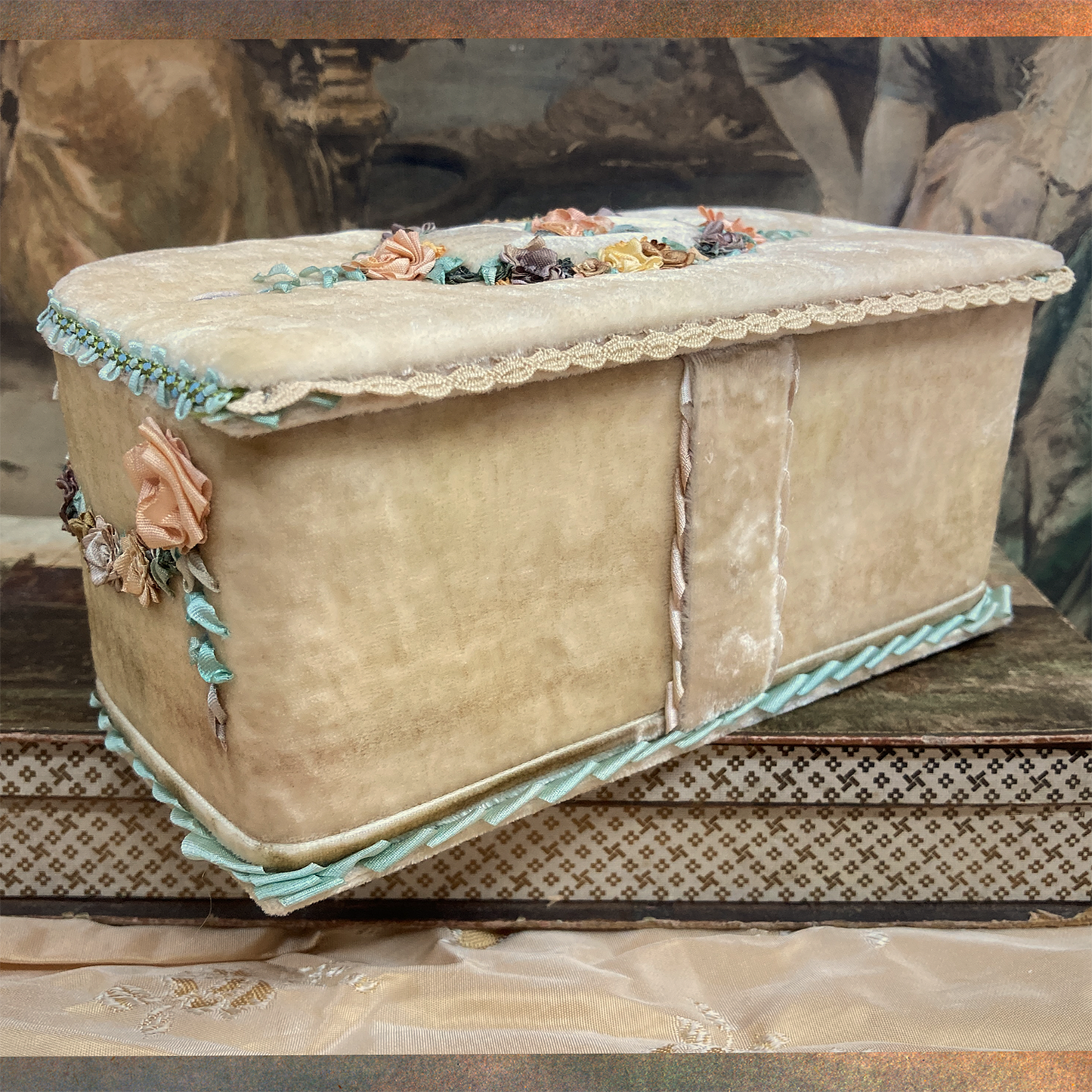 Old Picket Fence Treasure Chest with Rococo Embroidery