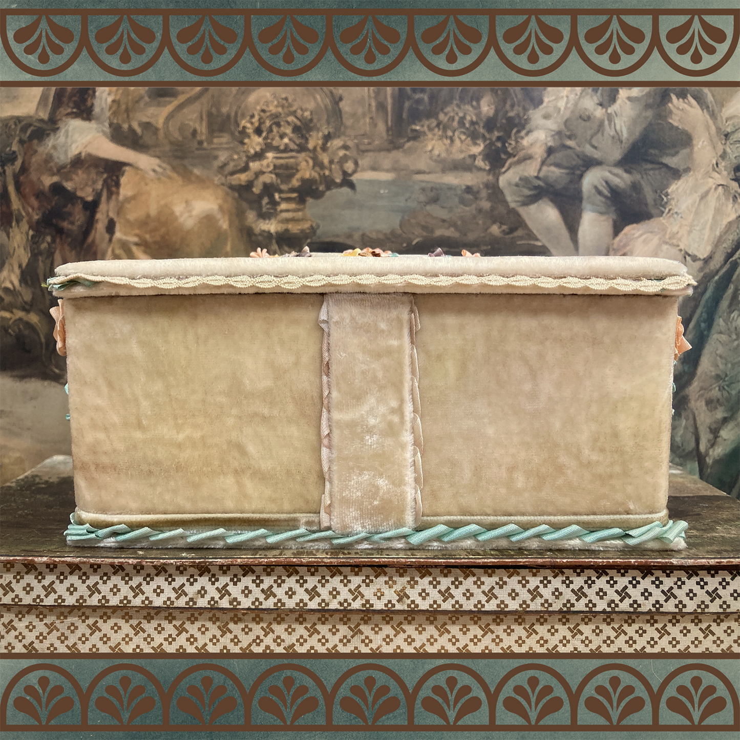 Old Picket Fence Treasure Chest with Rococo Embroidery