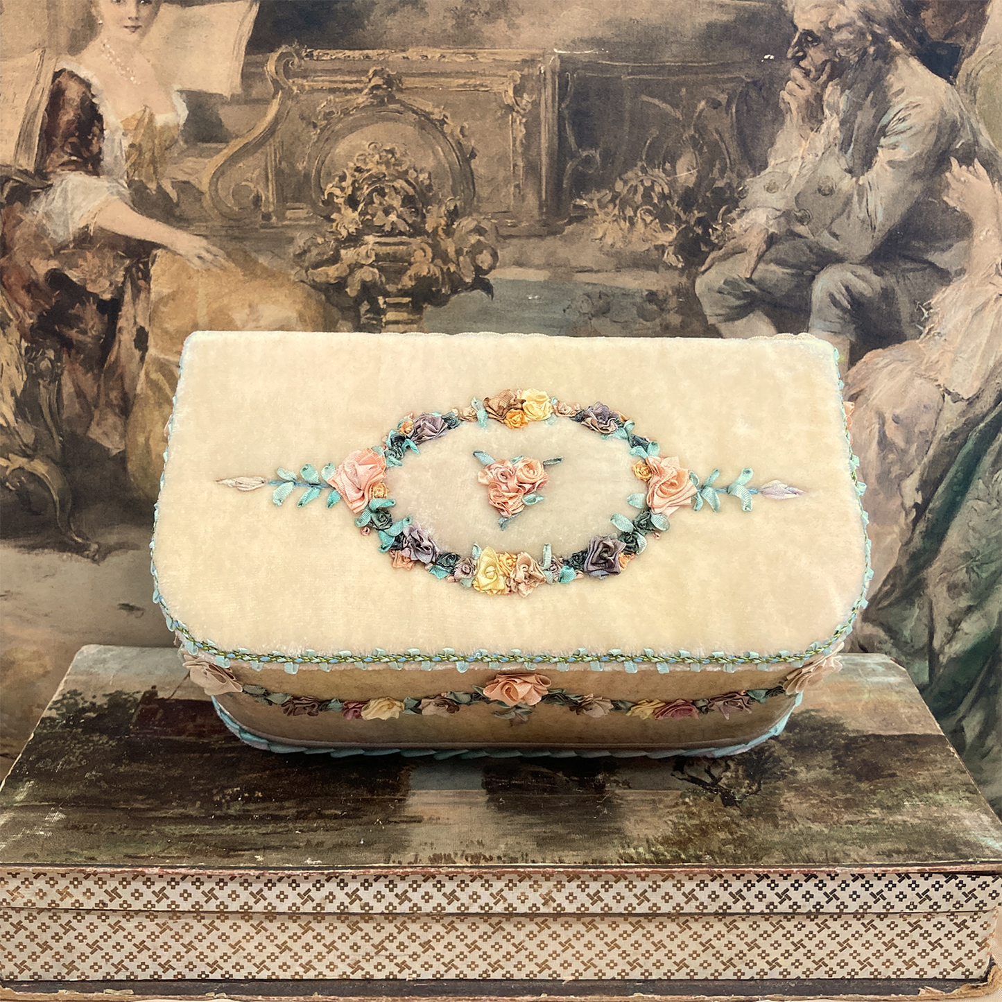 Old Picket Fence Treasure Chest with Rococo Embroidery