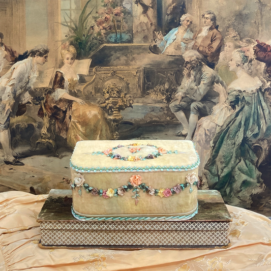 Old Picket Fence Treasure Chest with Rococo Embroidery